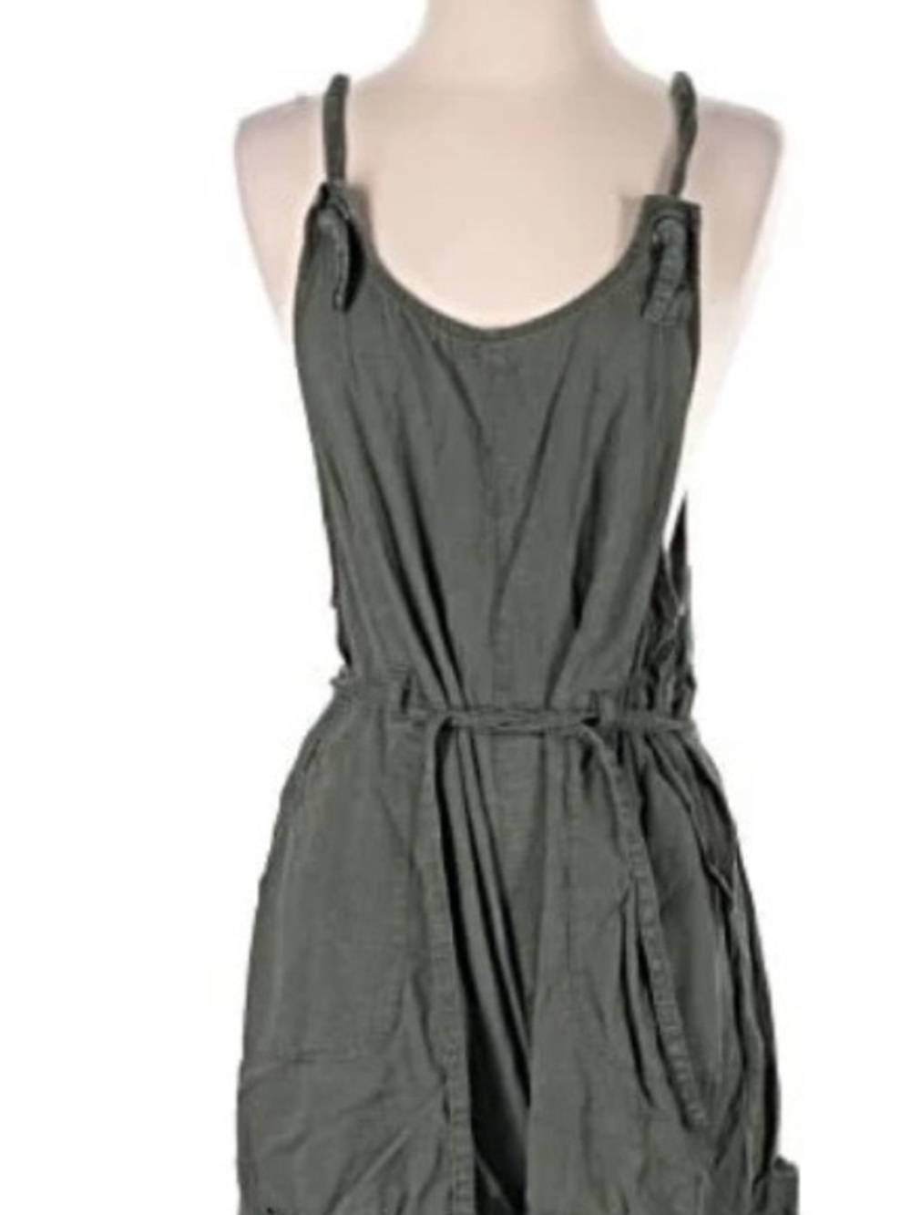 Casual Olive Dark Gray Utility Shorts Romper